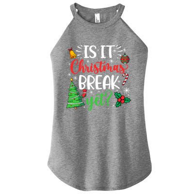 Groovy Christmas Is It Christmas Break Yet Retro Xmas Tree Cute Gift Women's Perfect Tri Rocker Tank