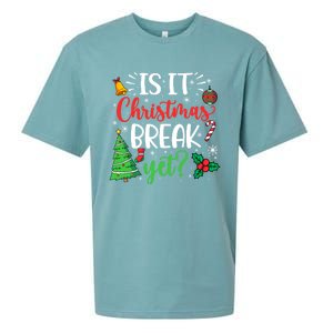 Groovy Christmas Is It Christmas Break Yet Retro Xmas Tree Cute Gift Sueded Cloud Jersey T-Shirt