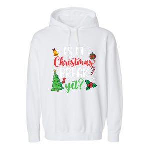 Groovy Christmas Is It Christmas Break Yet Retro Xmas Tree Cute Gift Garment-Dyed Fleece Hoodie