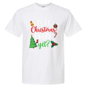 Groovy Christmas Is It Christmas Break Yet Retro Xmas Tree Cute Gift Garment-Dyed Heavyweight T-Shirt