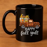 Gnomes Couple In Truck Pumpkin Spice Fall Yall Autumn Gnome 11oz C Handle Ceramic Mug