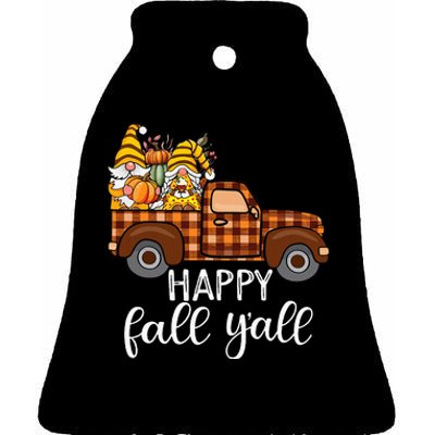 Gnomes Couple In Truck Pumpkin Spice Fall Yall Autumn Gnome Ceramic Bell Ornament