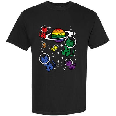 Gay Cats In Space Rainbow Pride Month Lgbtq Ally Garment-Dyed Heavyweight T-Shirt