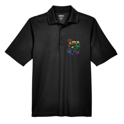 Gay Cats In Space Rainbow Pride Month Lgbtq Ally Men's Origin Performance Pique Polo