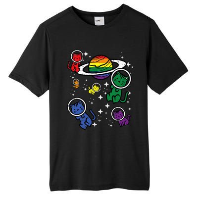 Gay Cats In Space Rainbow Pride Month Lgbtq Ally Tall Fusion ChromaSoft Performance T-Shirt