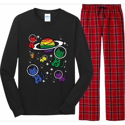 Gay Cats In Space Rainbow Pride Month Lgbtq Ally Long Sleeve Pajama Set