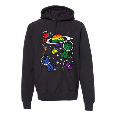 Gay Cats In Space Rainbow Pride Month Lgbtq Ally Premium Hoodie