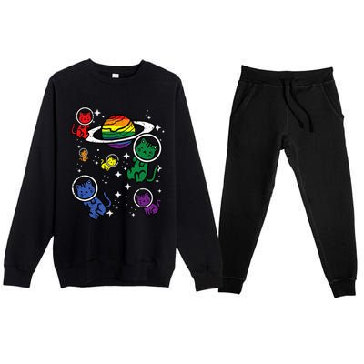 Gay Cats In Space Rainbow Pride Month Lgbtq Ally Premium Crewneck Sweatsuit Set