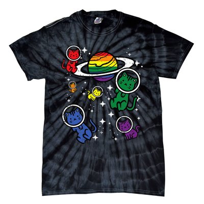 Gay Cats In Space Rainbow Pride Month Lgbtq Ally Tie-Dye T-Shirt