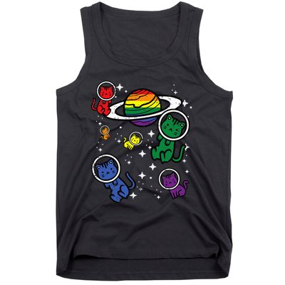 Gay Cats In Space Rainbow Pride Month Lgbtq Ally Tank Top