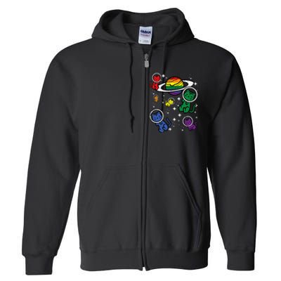 Gay Cats In Space Rainbow Pride Month Lgbtq Ally Full Zip Hoodie