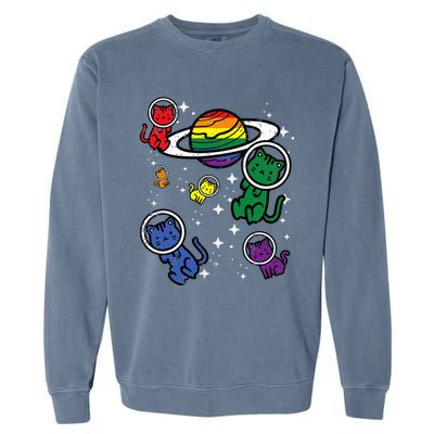 Gay Cats In Space Rainbow Pride Month Lgbtq Ally Garment-Dyed Sweatshirt