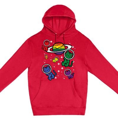 Gay Cats In Space Rainbow Pride Month Lgbtq Ally Premium Pullover Hoodie