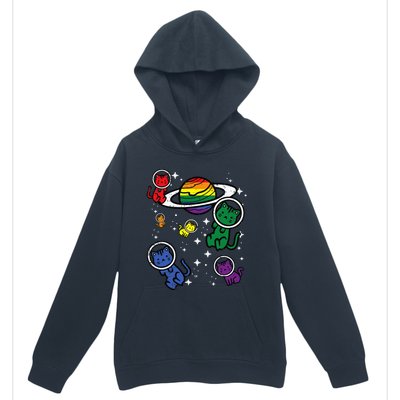 Gay Cats In Space Rainbow Pride Month Lgbtq Ally Urban Pullover Hoodie