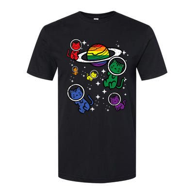 Gay Cats In Space Rainbow Pride Month Lgbtq Ally Softstyle CVC T-Shirt