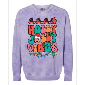 Groovy Christmas Jolly Holly Vibes Retro Xmas Colorblast Crewneck Sweatshirt