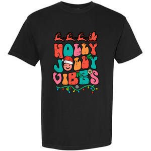 Groovy Christmas Jolly Holly Vibes Retro Xmas Garment-Dyed Heavyweight T-Shirt