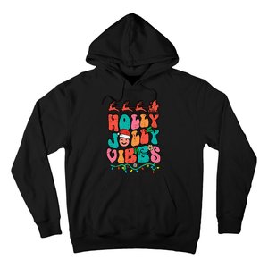 Groovy Christmas Jolly Holly Vibes Retro Xmas Hoodie