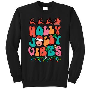 Groovy Christmas Jolly Holly Vibes Retro Xmas Sweatshirt