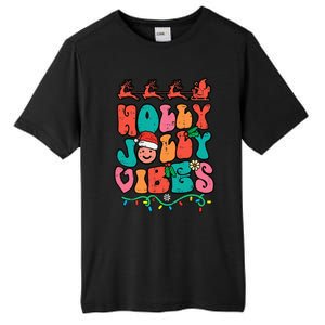 Groovy Christmas Jolly Holly Vibes Retro Xmas Tall Fusion ChromaSoft Performance T-Shirt