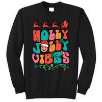 Groovy Christmas Jolly Holly Vibes Retro Xmas Tall Sweatshirt