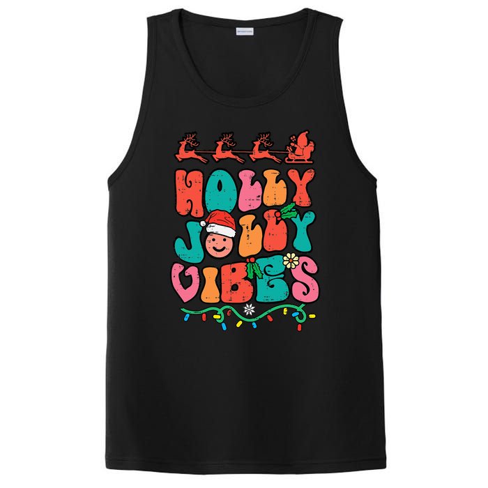 Groovy Christmas Jolly Holly Vibes Retro Xmas PosiCharge Competitor Tank