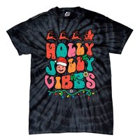 Groovy Christmas Jolly Holly Vibes Retro Xmas Tie-Dye T-Shirt