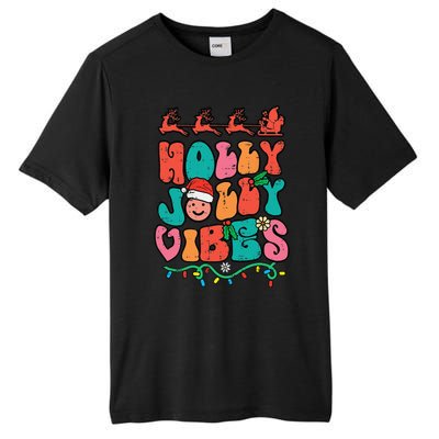 Groovy Christmas Jolly Holly Vibes Retro Xmas Funny Funny Tall Fusion ChromaSoft Performance T-Shirt