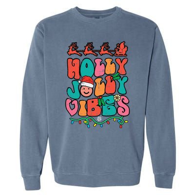 Groovy Christmas Jolly Holly Vibes Retro Xmas Funny Funny Garment-Dyed Sweatshirt