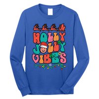 Groovy Christmas Jolly Holly Vibes Retro Xmas Funny Funny Long Sleeve Shirt