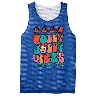 Groovy Christmas Jolly Holly Vibes Retro Xmas Funny Funny Mesh Reversible Basketball Jersey Tank