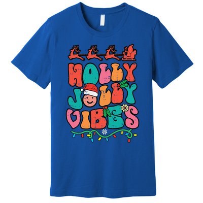 Groovy Christmas Jolly Holly Vibes Retro Xmas Funny Funny Premium T-Shirt