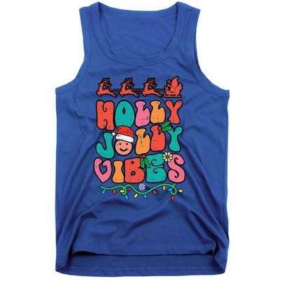 Groovy Christmas Jolly Holly Vibes Retro Xmas Funny Funny Tank Top