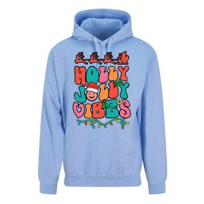 Groovy Christmas Jolly Holly Vibes Retro Xmas Funny Funny Unisex Surf Hoodie