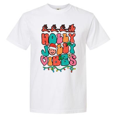 Groovy Christmas Jolly Holly Vibes Retro Xmas Funny Funny Garment-Dyed Heavyweight T-Shirt