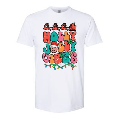 Groovy Christmas Jolly Holly Vibes Retro Xmas Funny Funny Softstyle CVC T-Shirt