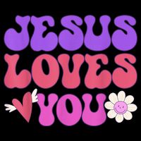 Groovy Christian Jesus Loves You 70's Hippie Cooling Performance Crew T-Shirt