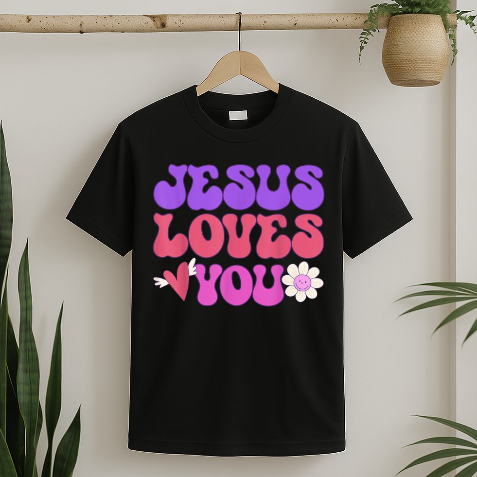 Groovy Christian Jesus Loves You 70's Hippie T-Shirt