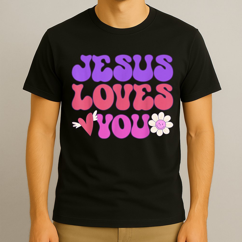 Groovy Christian Jesus Loves You 70's Hippie T-Shirt