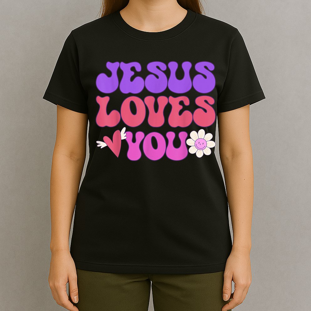 Groovy Christian Jesus Loves You 70's Hippie T-Shirt