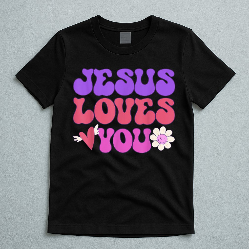 Groovy Christian Jesus Loves You 70's Hippie T-Shirt