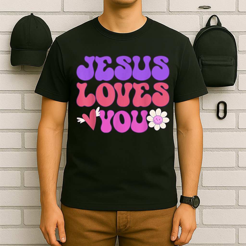Groovy Christian Jesus Loves You 70's Hippie T-Shirt