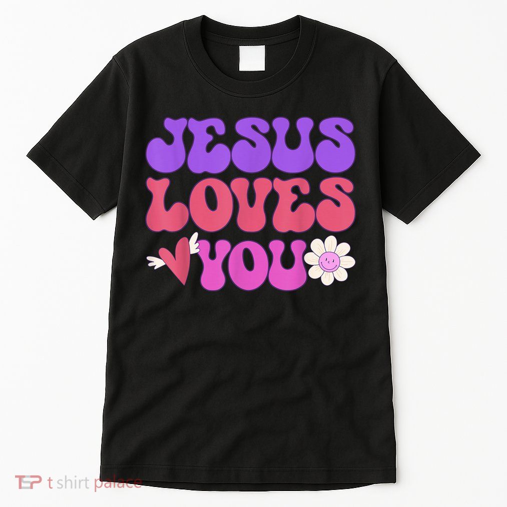 Groovy Christian Jesus Loves You 70's Hippie Tall T-Shirt