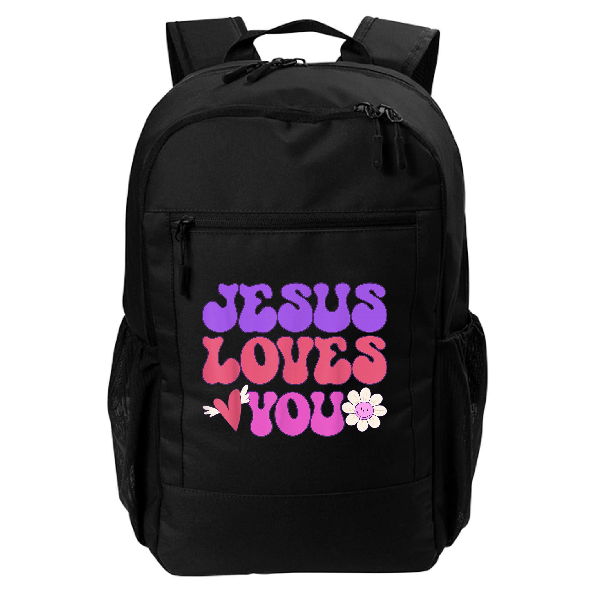 Groovy Christian Jesus Loves You 70's Hippie Backpack