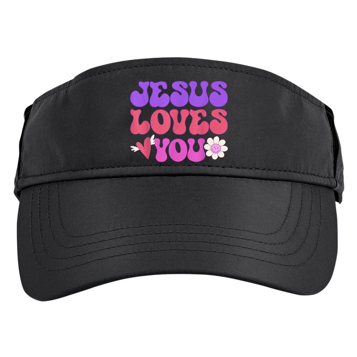 Groovy Christian Jesus Loves You 70's Hippie Adult Drive Performance Visor