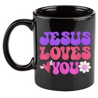 Groovy Christian Jesus Loves You 70's Hippie 11oz C Handle Ceramic Mug