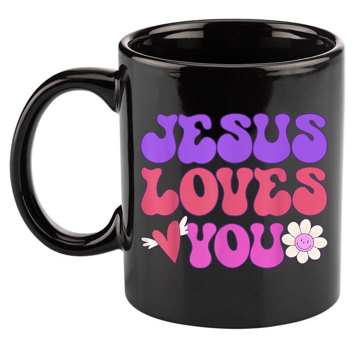 Groovy Christian Jesus Loves You 70's Hippie 11oz C Handle Ceramic Mug