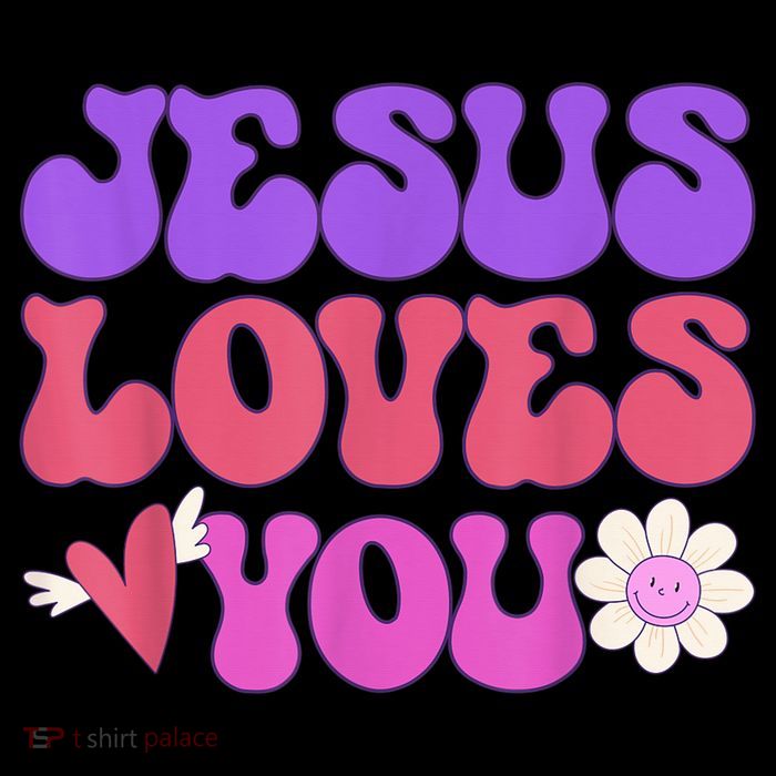 Groovy Christian Jesus Loves You 70's Hippie Drawstring Bag