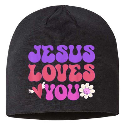 Groovy Christian Jesus Loves You 70's Hippie Sustainable Beanie
