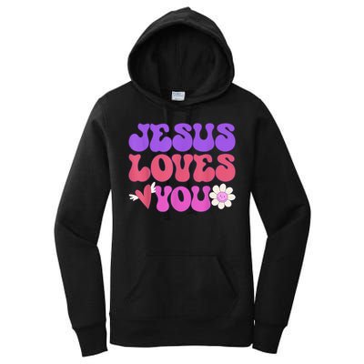 Groovy Christian Jesus Loves You 70's Hippie Women's Pullover Hoodie